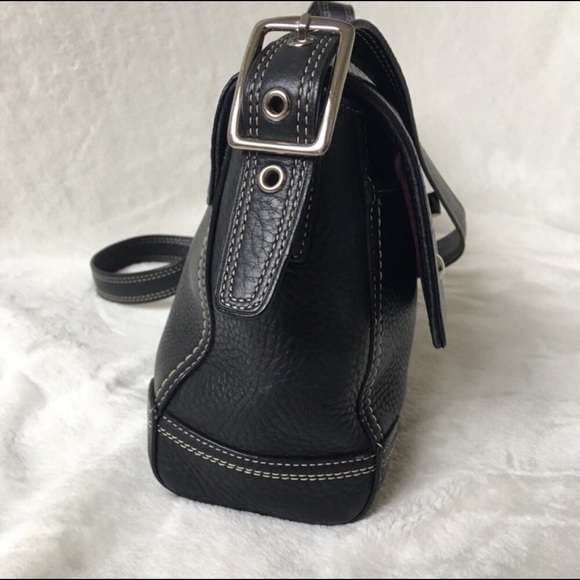 Black pebble LEATHER Coach Crossbody Purse - Picture 7 of 8